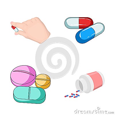 Vector illustration of pill and medicine logo. Collection of pill and vitamin stock vector illustration. Vector Illustration