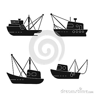 Vector illustration of shipping and yacht symbol. Set of shipping and fishing stock symbol for web. Vector Illustration
