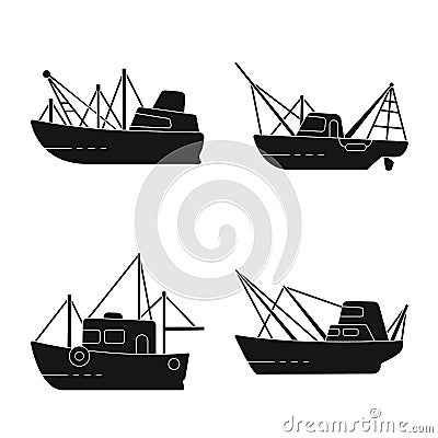 Vector illustration of shipping and yacht symbol. Set of shipping and fishing stock symbol for web. Vector Illustration