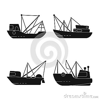 Isolated object of shipping and yacht symbol. Collection of shipping and fishing vector icon for stock. Vector Illustration