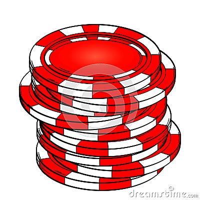 Isolated object on white background.. Playing chips, casino. Vector Vector Illustration