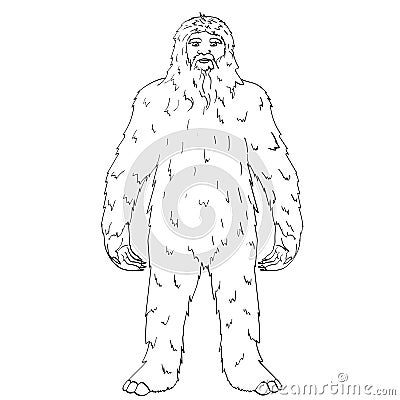 Isolated object on white background point. raster Nepal, Yeti, Abominable Snowman. Children coloring book Cartoon Illustration