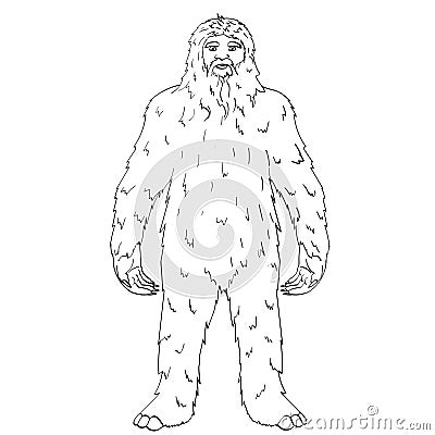 Isolated object on white background point. vector Nepal, Yeti, Abominable Snowman. Children coloring book Vector Illustration