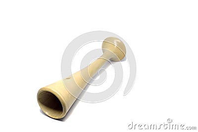 Isolated old wooden obstetric stethoscope Stock Photo