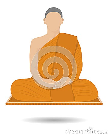 Isolated One monk meditation Vector Illustration