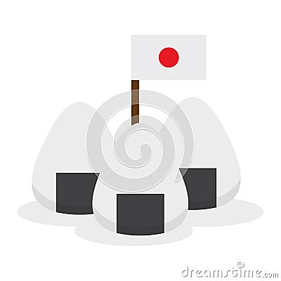 Isolated onigiri with a flag Vector Illustration