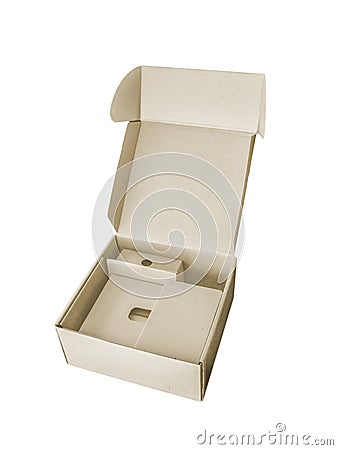 isolated open cardboard box Stock Photo