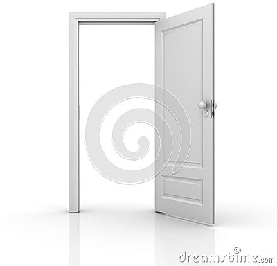 Isolated Open Door Cartoon Illustration