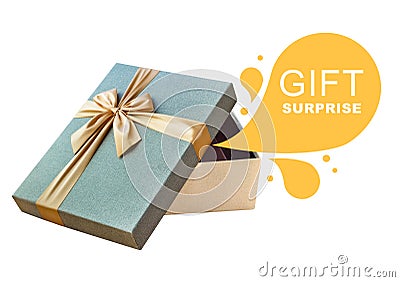 Isolated open gift box with callout Stock Photo
