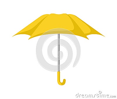 isolated open yellow rain umbrella in cartoon style Vector Illustration