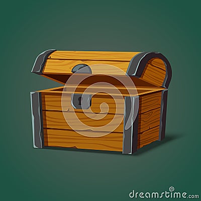 Isolated opened pirate chest or crate, trunk Vector Illustration
