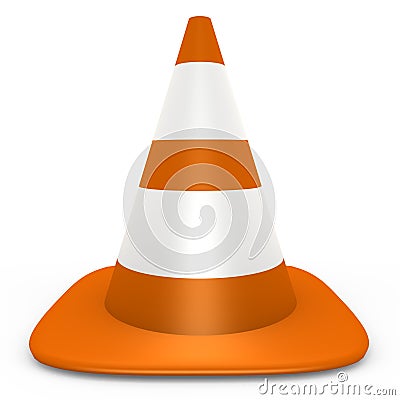 An isolated orange traffic cone - 3d image Stock Photo