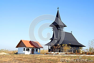 Isolated orthodox wooden church Stock Photo