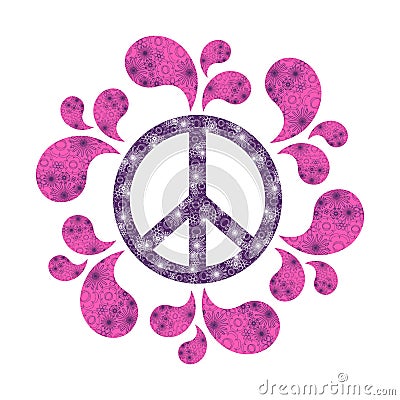 Isolated painted peace symbol Vector Illustration