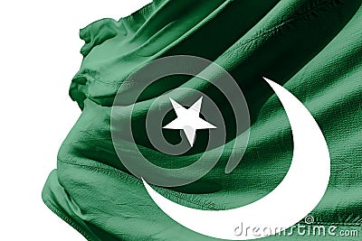 Isolated Pakistani Flag waving 3d Realistic fabric Stock Photo
