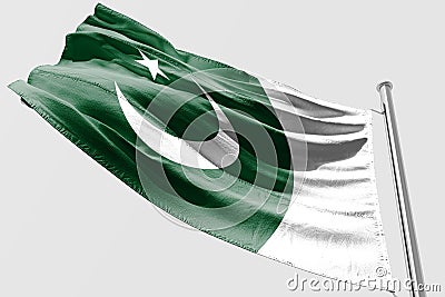 Isolated Pakistani Flag waving 3d Realistic fabric Stock Photo