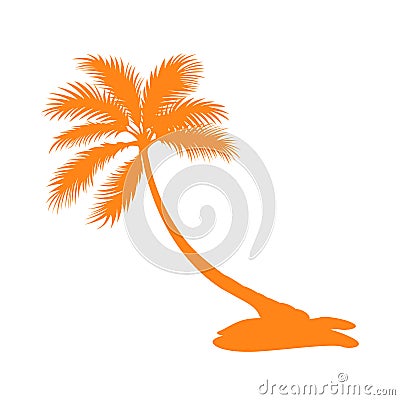 Isolated palm tree silhouette Cartoon Illustration