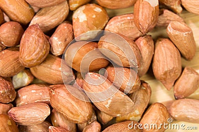 Isolated peanut. Walnut purified on a woodenbackground. Protein food. Raw peanuts Stock Photo