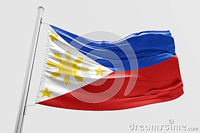 Isolated Philippine Flag waving 3d Realistic fabric Stock Photo