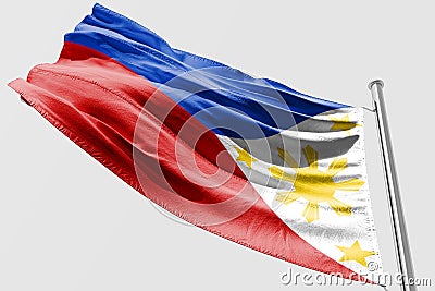 Isolated Philippine Flag waving 3d Realistic fabric Stock Photo