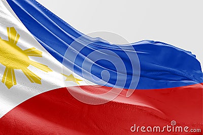 Isolated Philippine Flag waving 3d Realistic fabric Stock Photo