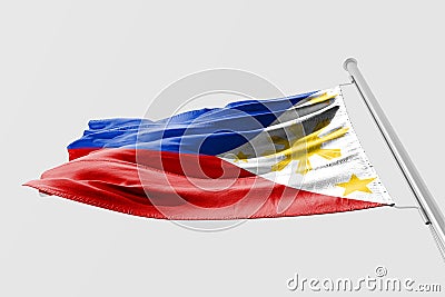 Isolated Philippine Flag waving 3d Realistic fabric Stock Photo