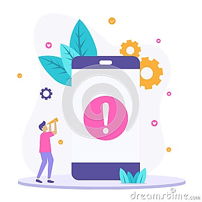 Isolated phone error illustration concept. Design materials for promotion, information and advertising Vector Illustration