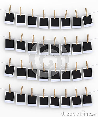 Isolated Photo Frame with clothespin Stock Photo