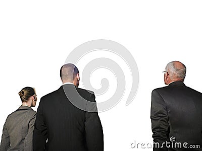 Isolated photo of Rear view of three business people Stock Photo