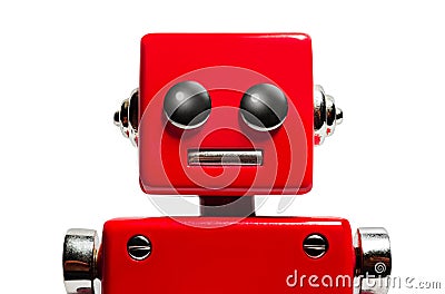 Isolated photo of red toy robot head Stock Photo