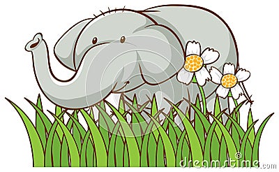 Isolated picture of cute elephant illustration Vector Illustration