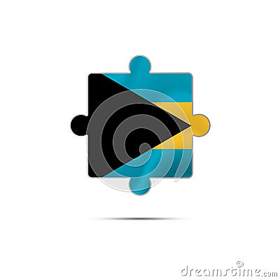 Isolated piece of puzzle with the Bahamas flag. Vector. Cartoon Illustration