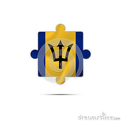 Isolated piece of puzzle with the Barbados flag. Vector. Cartoon Illustration