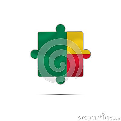 Isolated piece of puzzle with the Benin flag. Vector. Cartoon Illustration