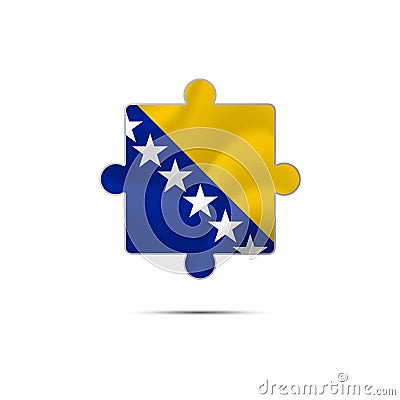 Isolated piece of puzzle with the Bosnia and Herzegovina flag. Vector. Vector Illustration