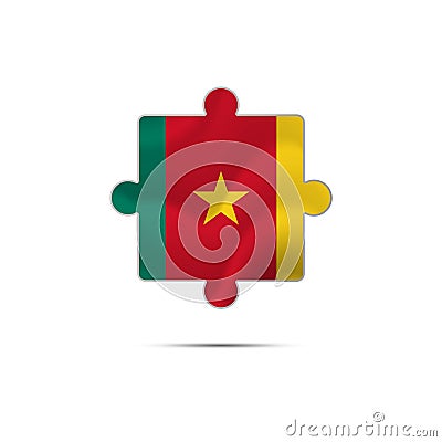 Isolated piece of puzzle with the Cameroon flag. Vector. Vector Illustration