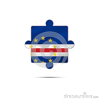 Isolated piece of puzzle with the Cape Verde flag. Vector. Vector Illustration