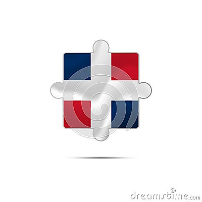 Isolated piece of puzzle with the Dominican Republic flag. Vector illustration. Stock Photo