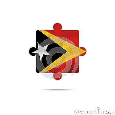 Isolated piece of puzzle with the East Timor flag. Vector. Cartoon Illustration