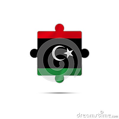 Isolated piece of puzzle with the Libya flag. Vector. Cartoon Illustration