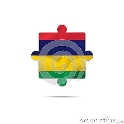 Isolated piece of puzzle with the Mauritius flag. Vector. Cartoon Illustration