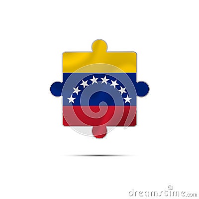 Isolated piece of puzzle with the Venezuela flag. Vector. Cartoon Illustration