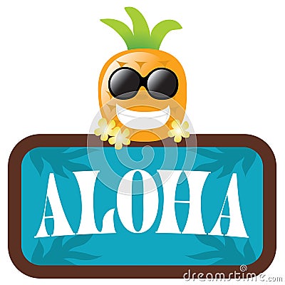 Isolated Pineapple with Aloha Sign Vector Illustration