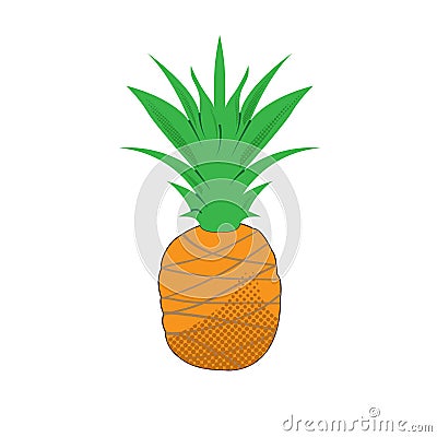 Isolated pineapple. Halftone style Vector Illustration