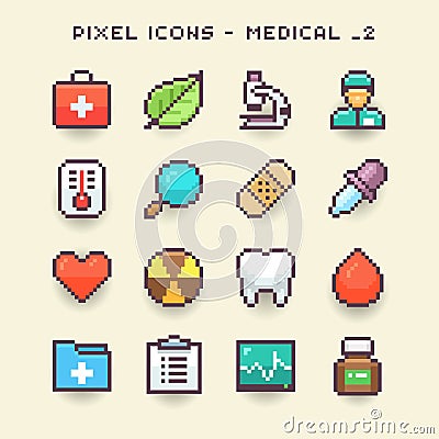 Pixel icons-medical 2 Vector Illustration