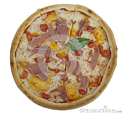 Isolated pizza prosciutto Stock Photo