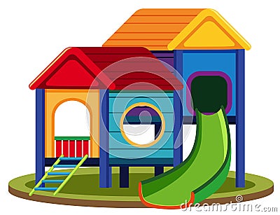 Isolated playhouse set on white background Cartoon Illustration