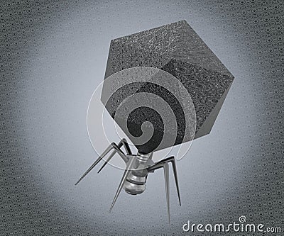 isolated Podoviridae T7 bacteriophage 3d rendering Stock Photo