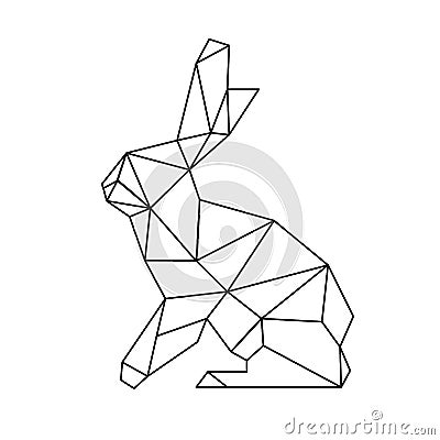 isolated polygon style of rabbit figure black outline simple linear for background, icons, logo, banner, label etc. flat vector Vector Illustration