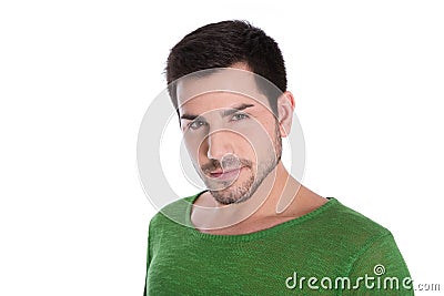 Isolated portrait of attractive young man on white background. Stock Photo